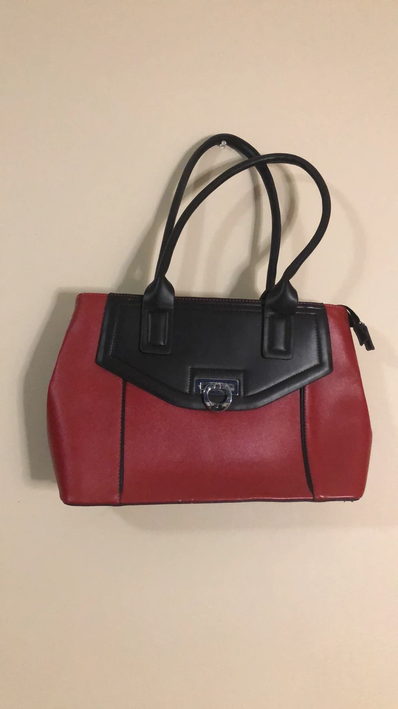 Red and Black Two-Tone Handbag