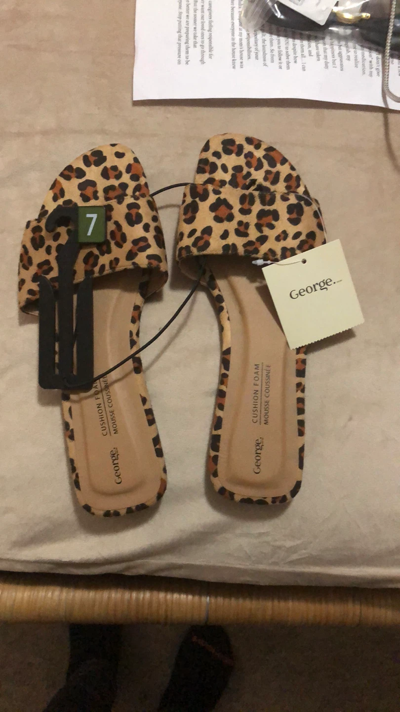 George Leopard Print Slide Sandals Size 7
