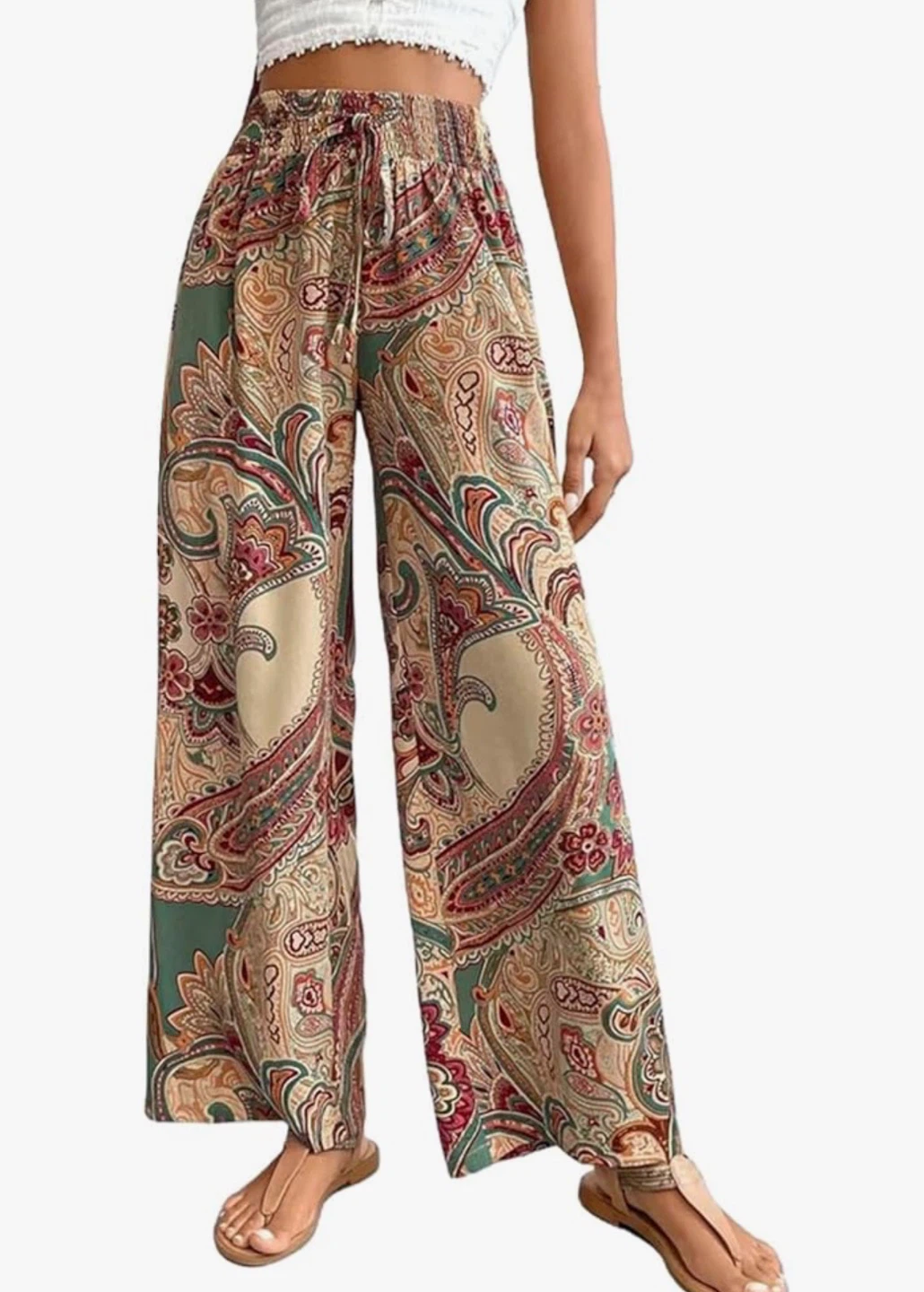 Paisley Print Wide Leg Pants - Size Medium
