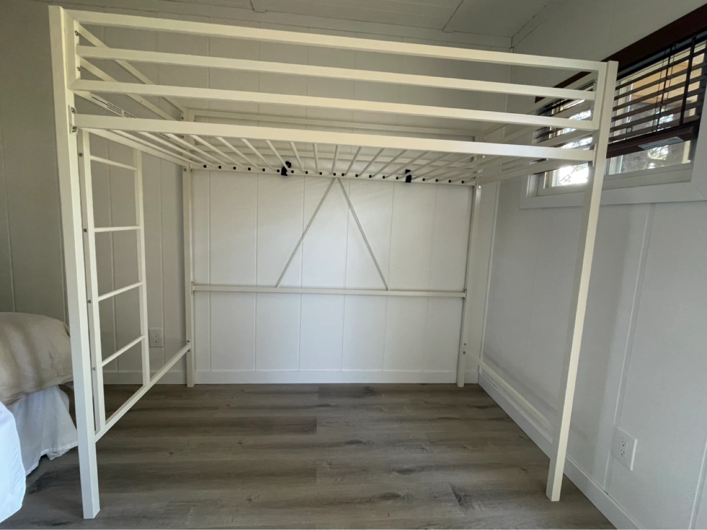 White Metal Loft Bed Frame with Ladder - photo 2