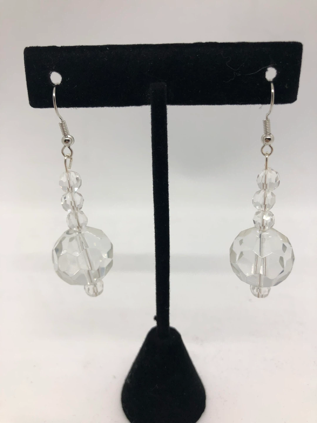 Crystal Drop Earrings with Blue, Green, or Clear Beads