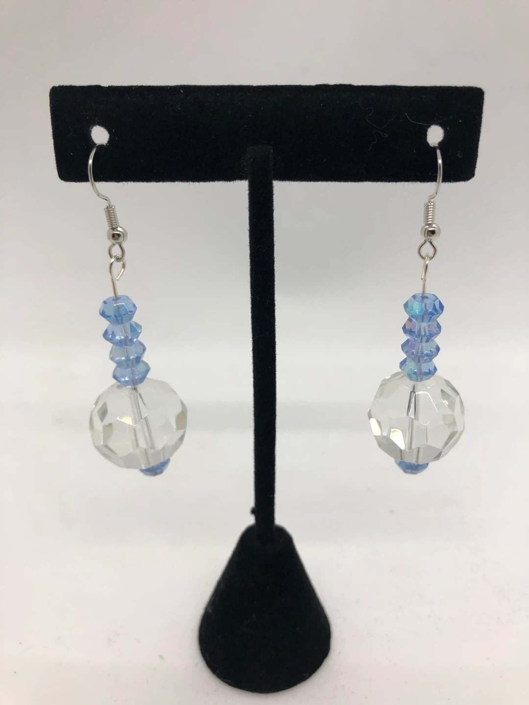 Crystal Drop Earrings with Blue, Green, or Clear Beads - photo 3