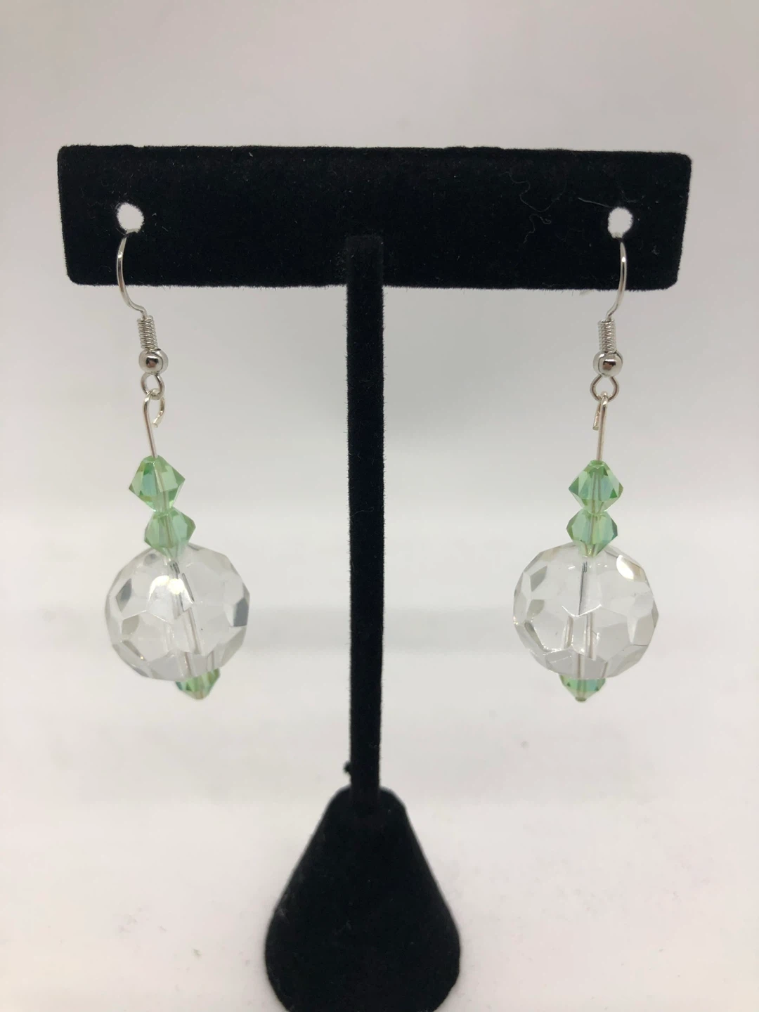 Crystal Drop Earrings with Blue, Green, or Clear Beads - photo 2