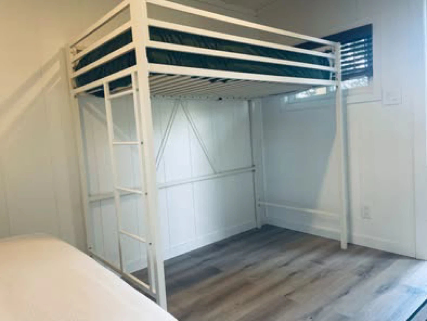 White Metal Loft Bed Frame with Ladder - photo 4