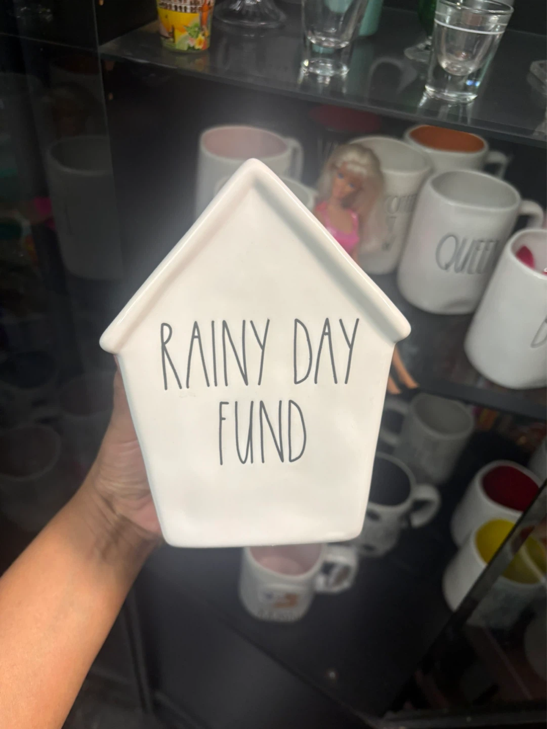 Rae Dunn "Rainy Day Fund" Ceramic House Coin Bank