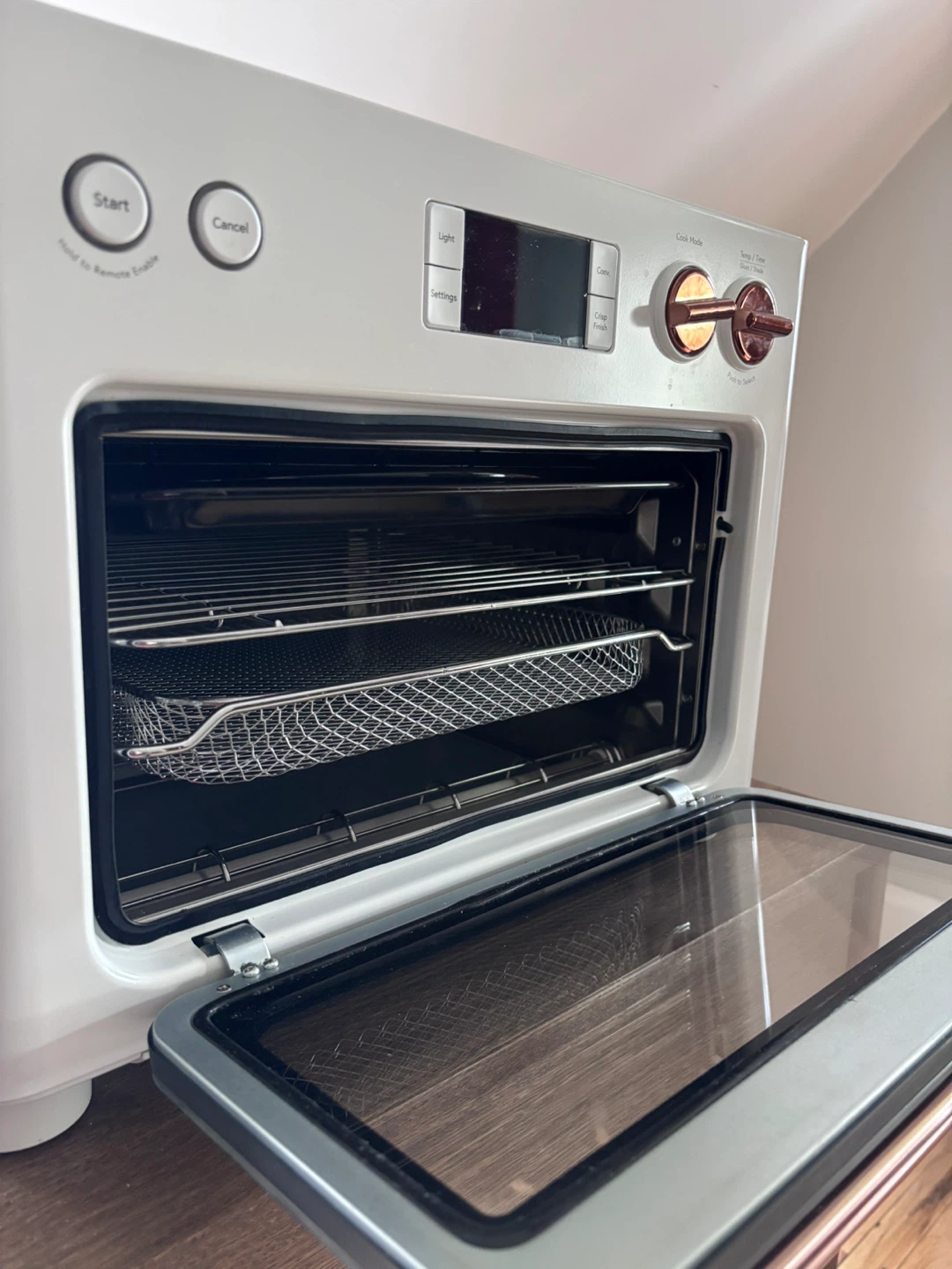 Cafe Countertop Oven - White with Rose Gold Handle