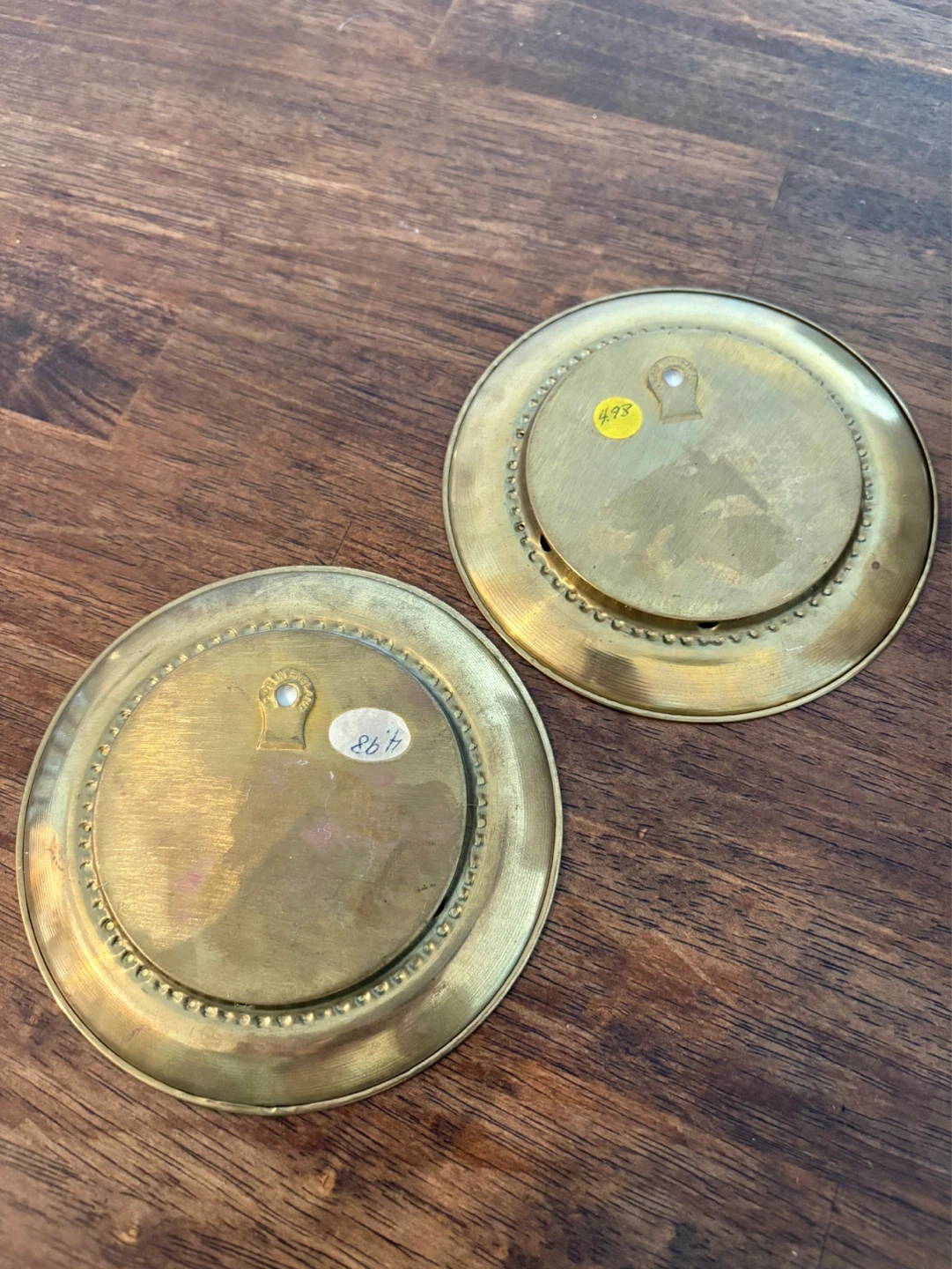 2 Vintage brass wall decor with Cottage Scenes - photo 4
