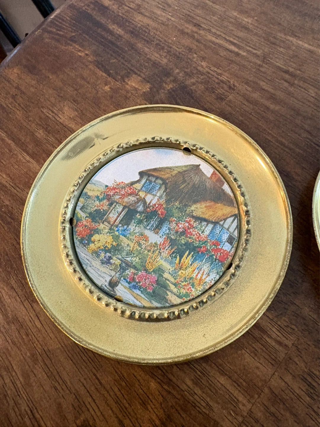 2 Vintage brass wall decor with Cottage Scenes - photo 3