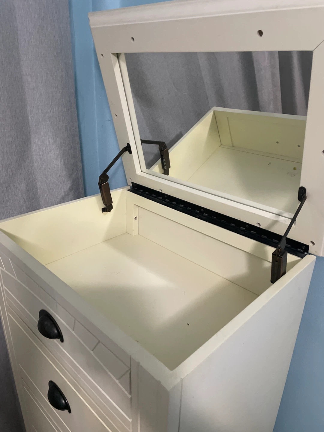 Cream 5-Drawer Tall Dresser with Mirror - photo 2