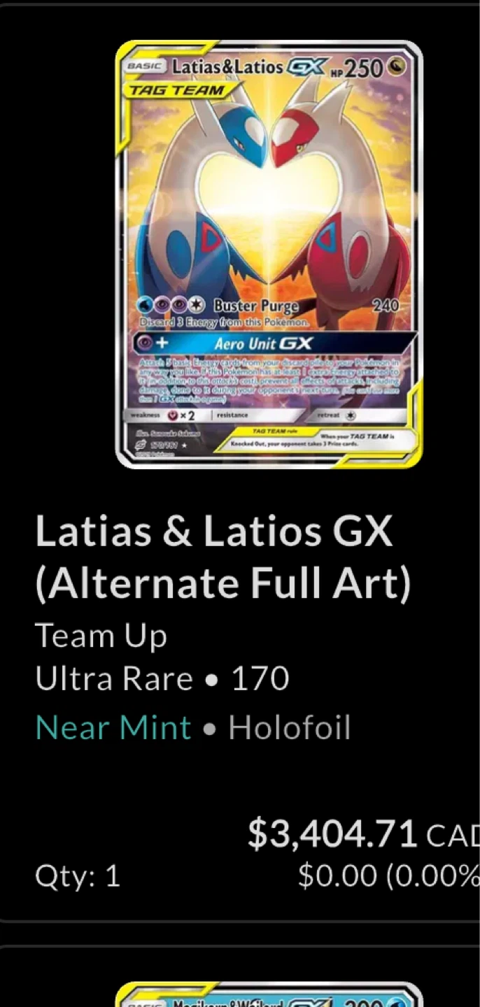 Pokemon Latias & Latios GX Tag Team Ultra Rare Holofoil Card