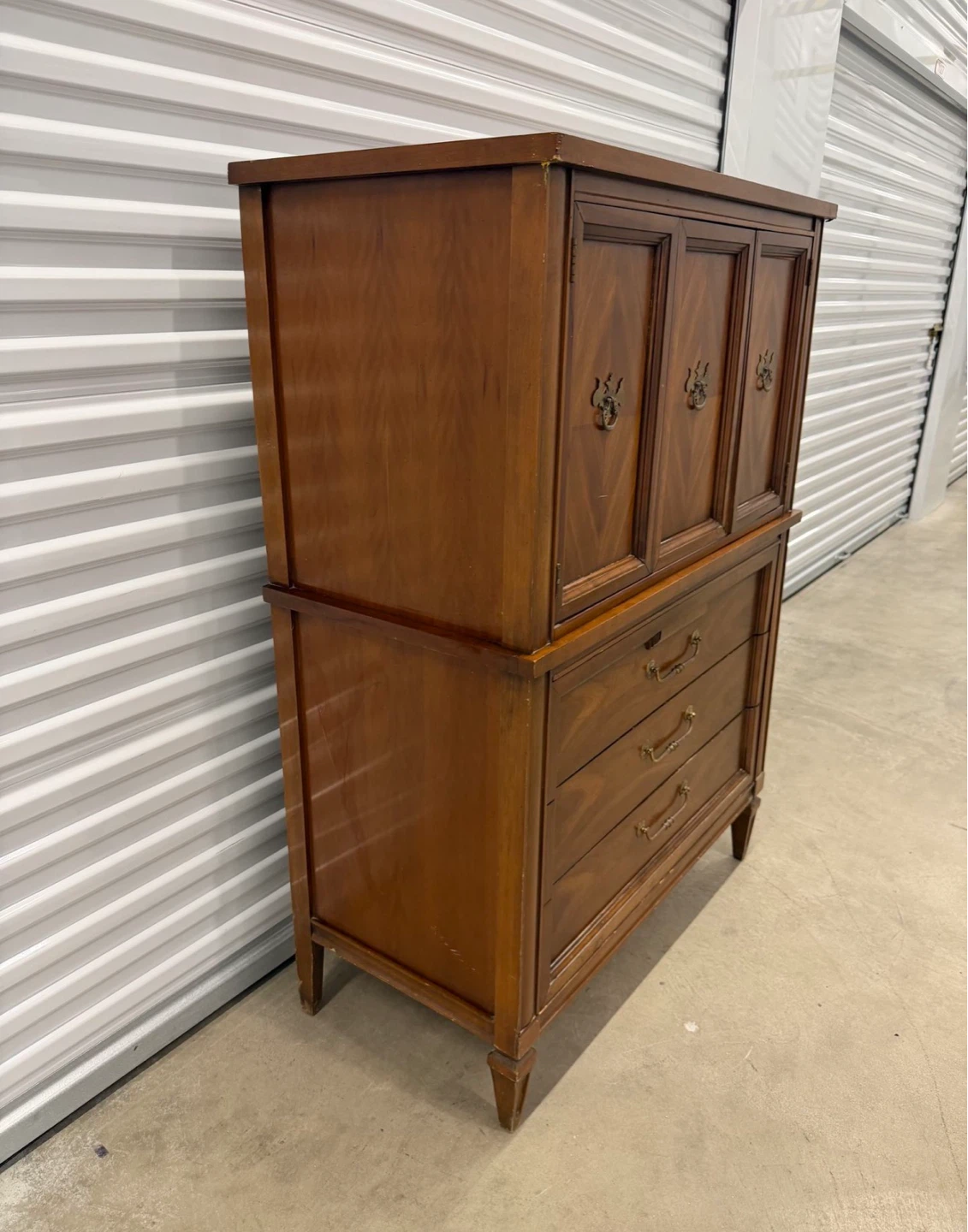 Vintage Wood Armoire Chest of Drawers - photo 2