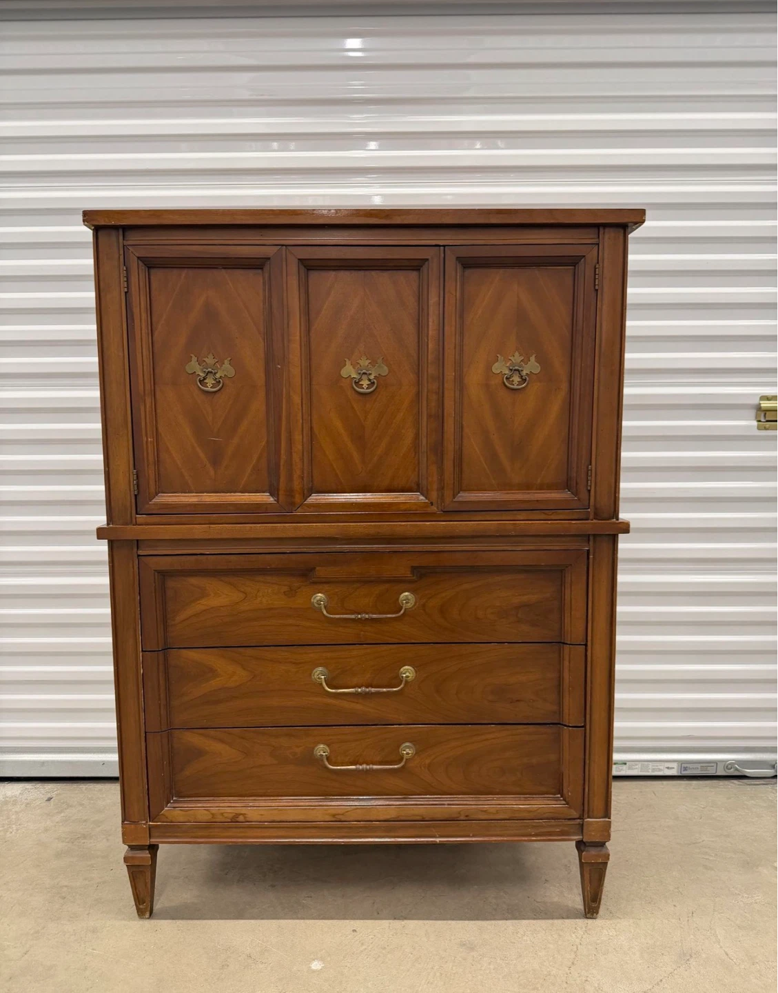 Vintage Wood Armoire Chest of Drawers