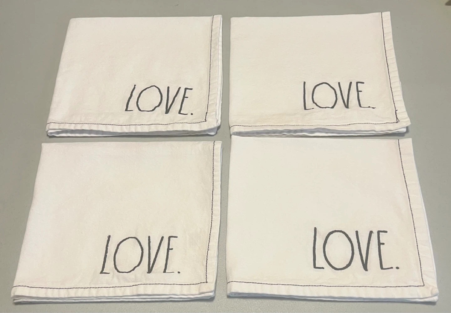 Rae Dunn "LOVE" Farm House Cloth Napkins - Set of 4