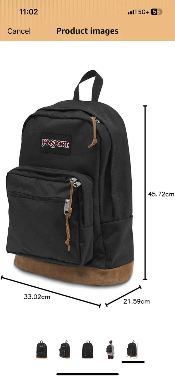 Jansport Backpack - Black with Tan Suede Bottom - photo 5
