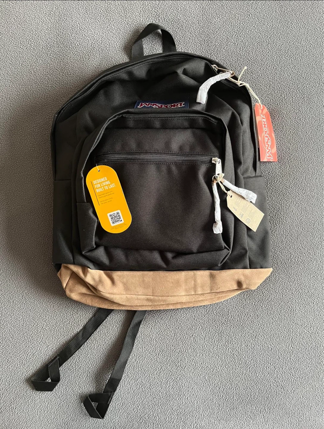 Jansport Backpack - Black with Tan Suede Bottom - photo 2