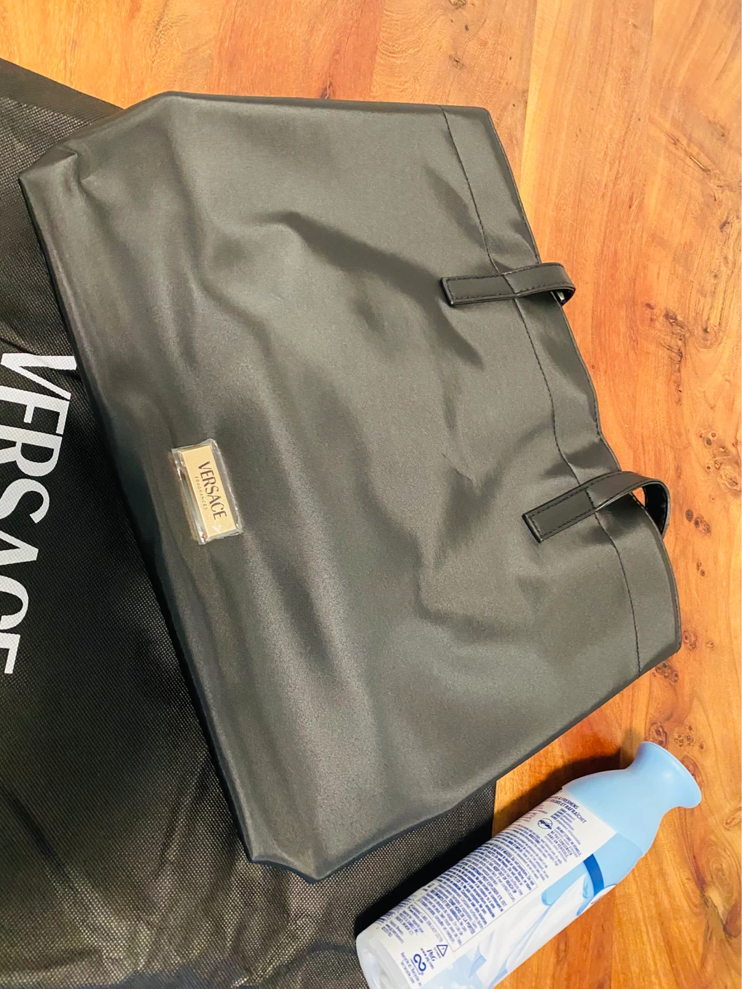 New Versace Black Tote Bag with Blue Interior - photo 2