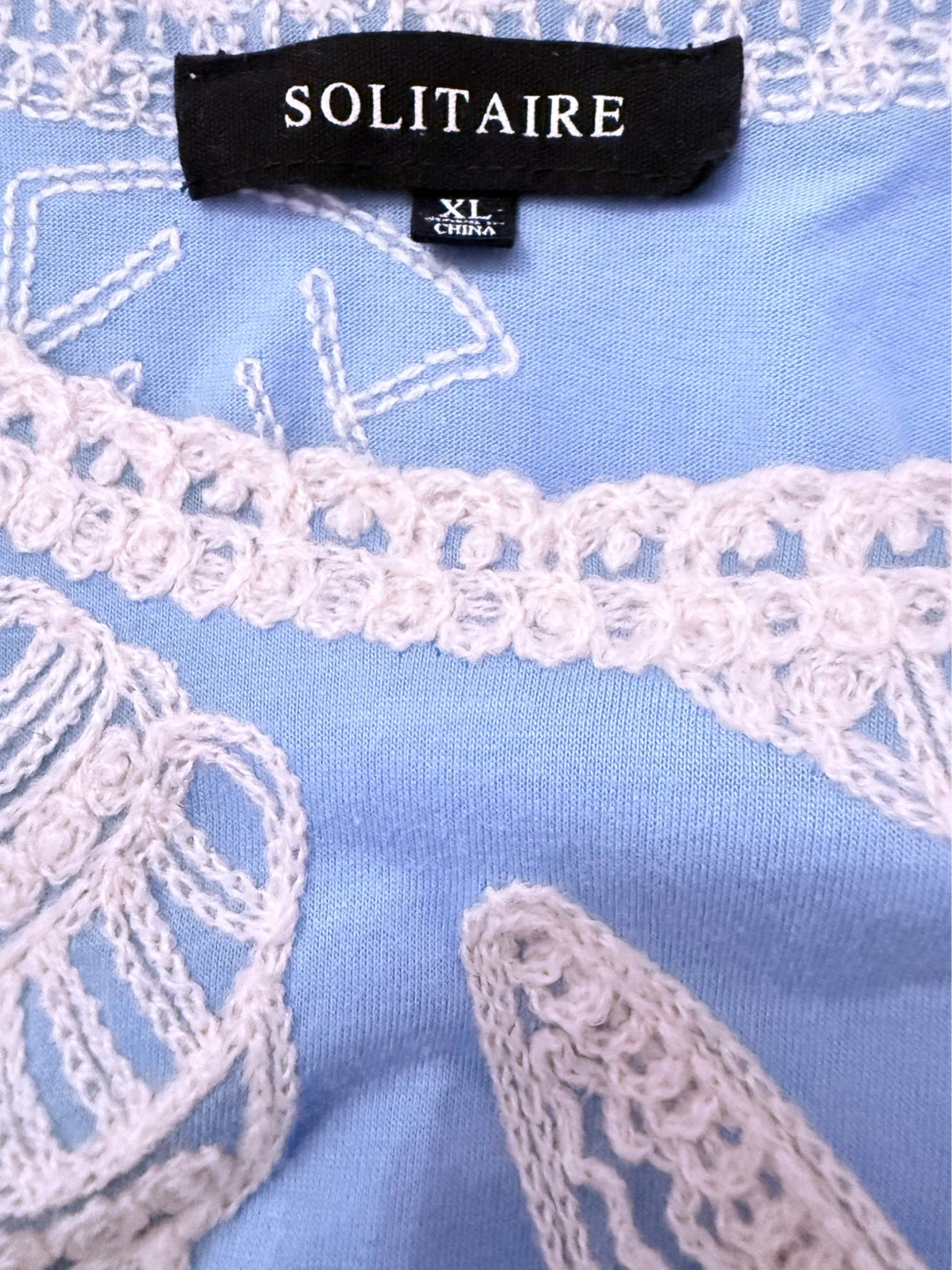 Solitaire Women's Blue Seashell Embroidered Top Size XL - photo 4