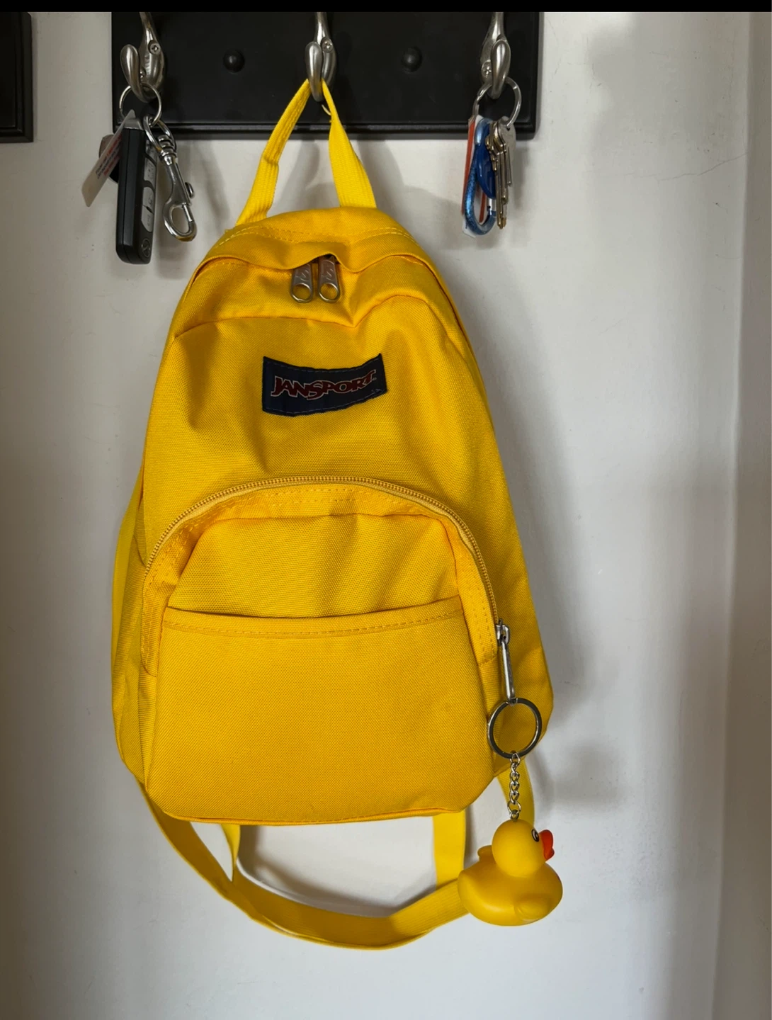 Jansport Yellow Mini Backpack with Duck Charm - photo 2