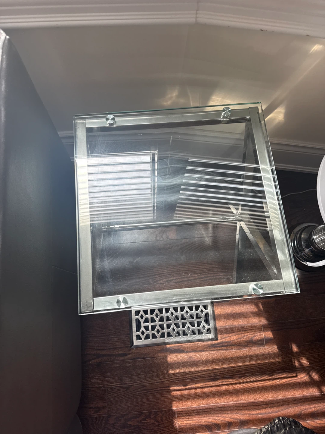 Glass and chrome side table