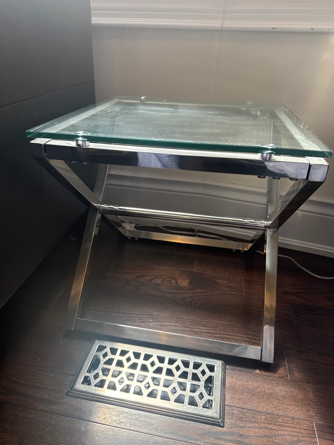 Glass and chrome side table - photo 2