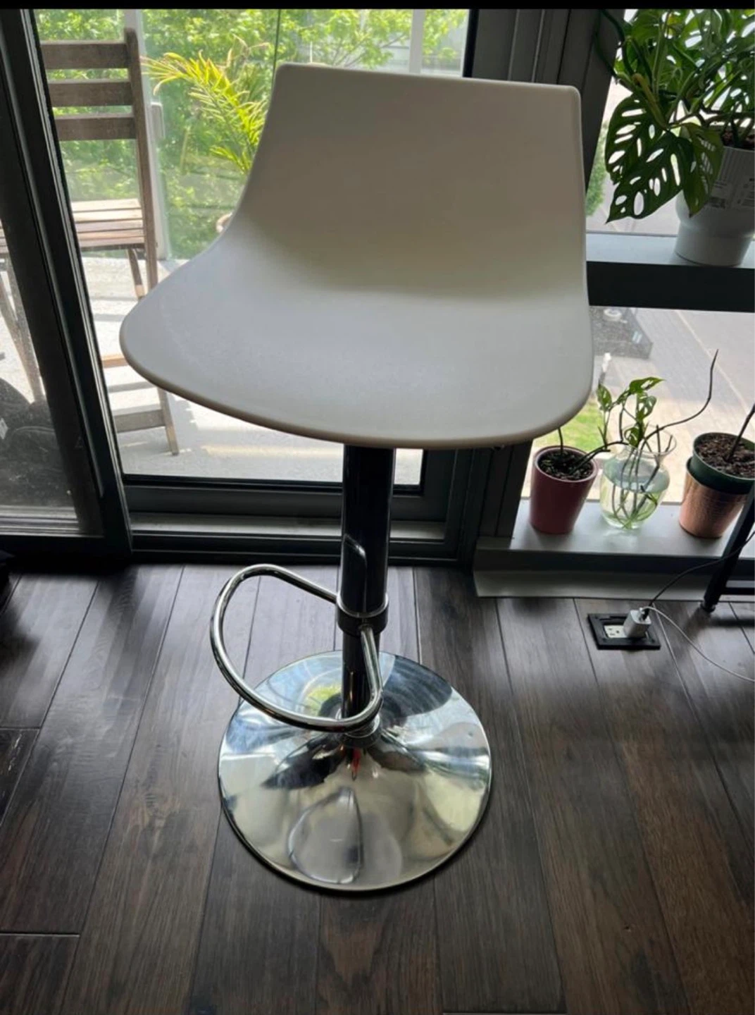 Adjustable White Bar Stool