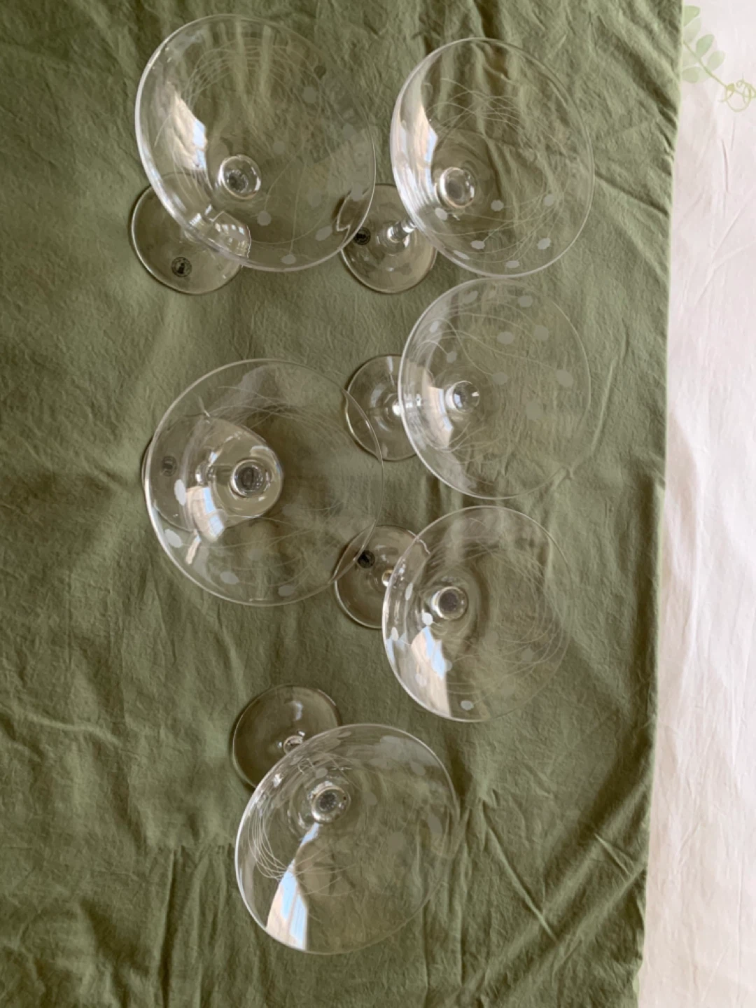 Set of 6 Etched Martini Glasses