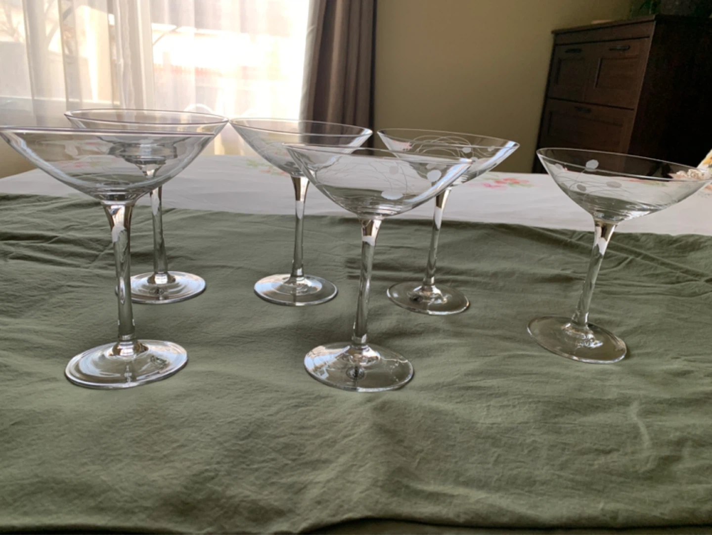 Set of 6 Etched Martini Glasses - photo 2