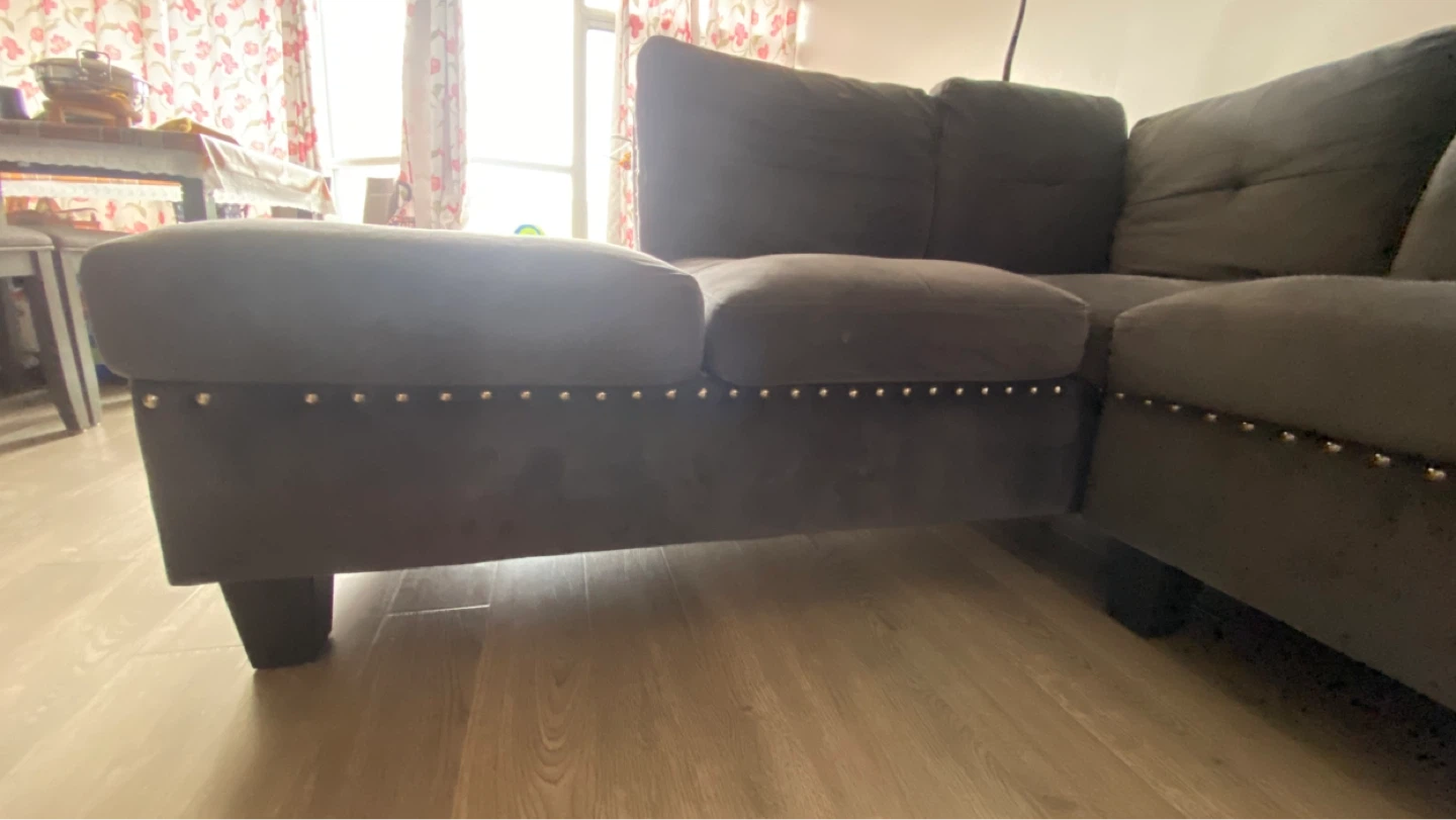 6 seater Grey Sectional Couch/Sofas with Stud Detailing - photo 2