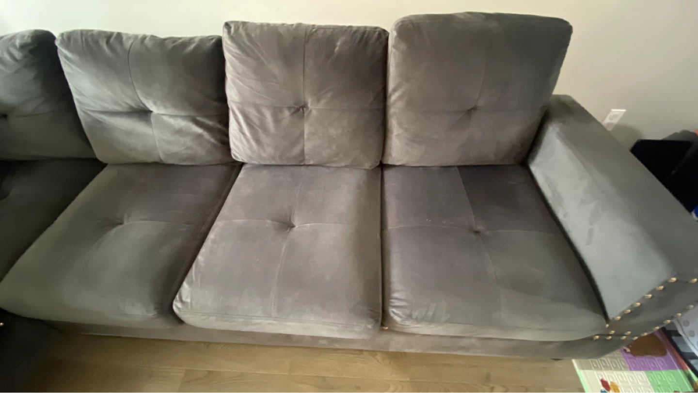 6 seater Grey Sectional Couch/Sofas with Stud Detailing - photo 5