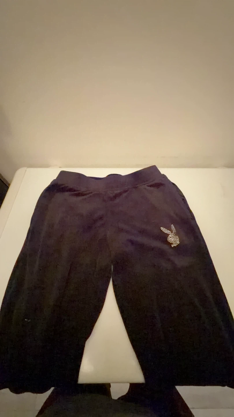 Playboy Velour Pants Black Rhinestone Logo - photo 3