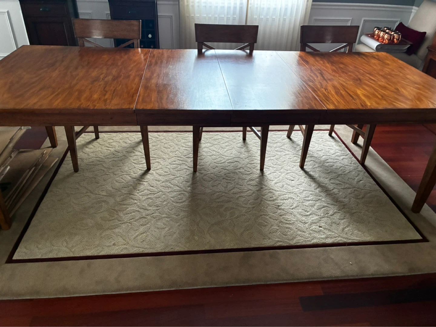 Wooden Dining Table with Extension Leaf