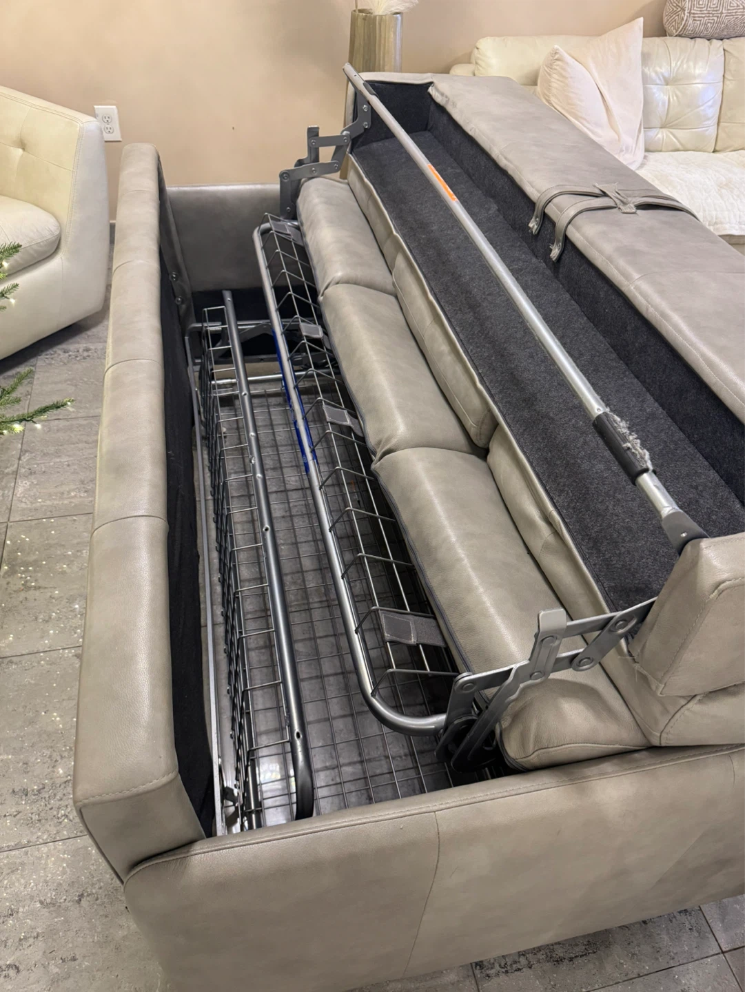 Sofa Bed | Grey Leather | Made in Italy - photo 4