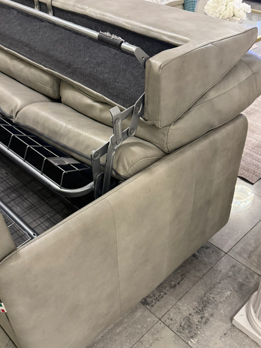 Sofa Bed | Grey Leather | Made in Italy - photo 5