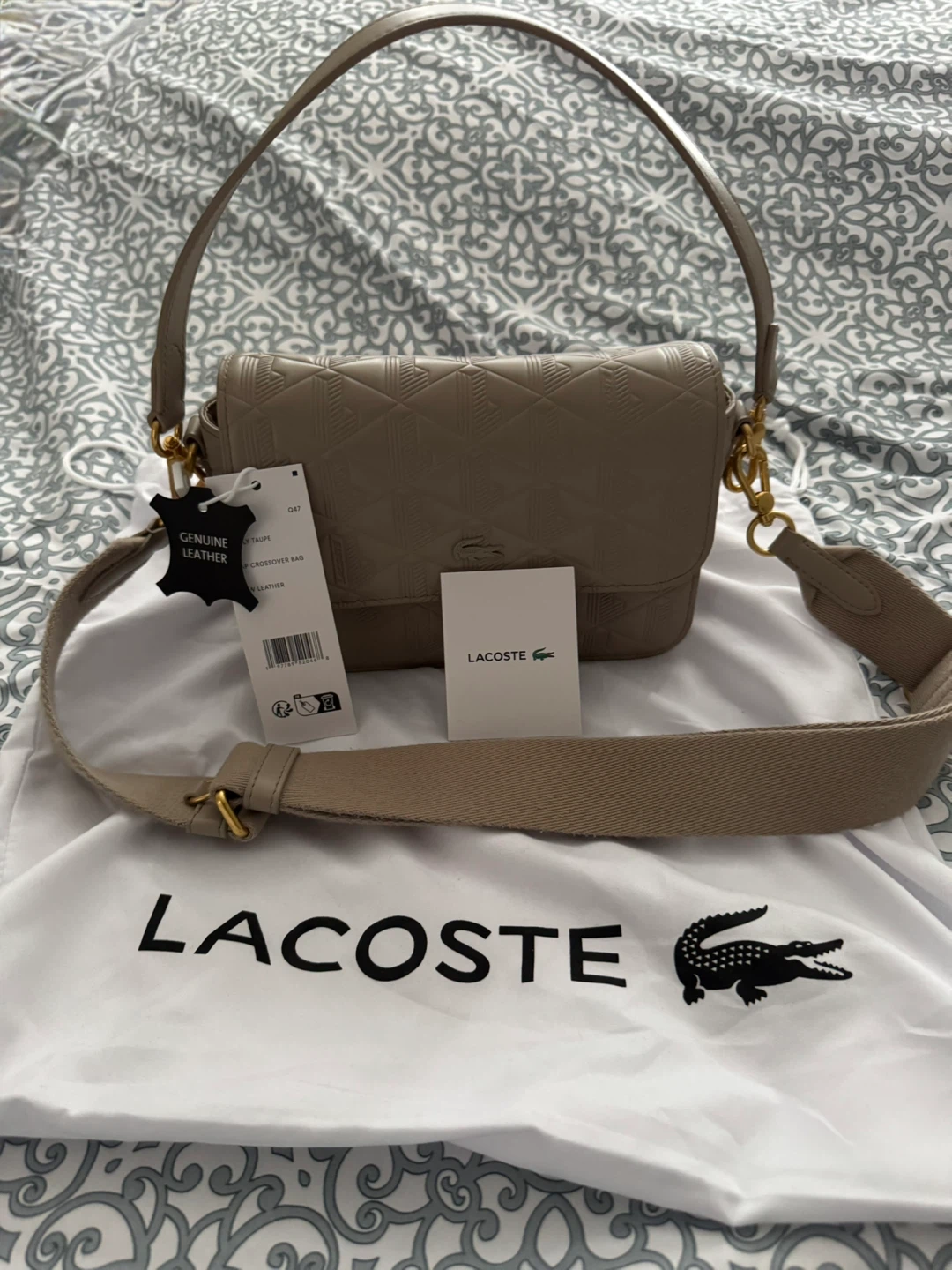 Lacoste Embossed Monogram Crossbody Bag