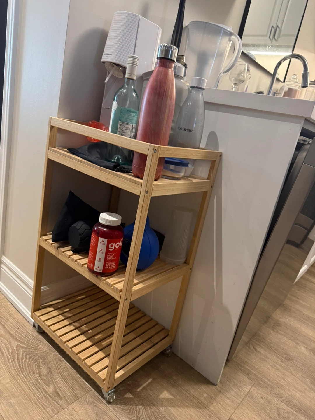 Wooden 3-Tier Rolling Cart - photo 2