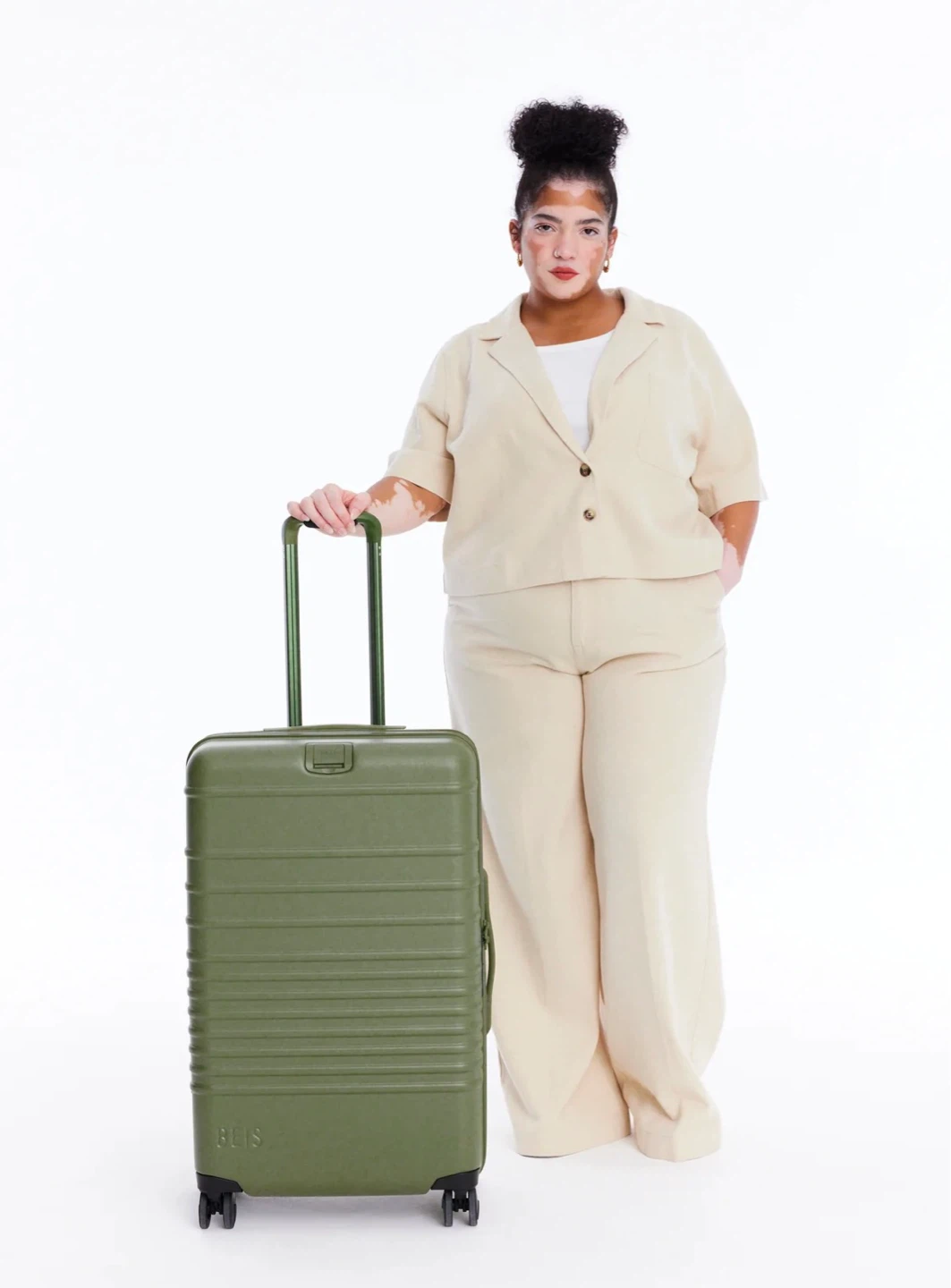 BÉIS Large Check-In Roller Suitcase Sage Green Brand New - photo 2