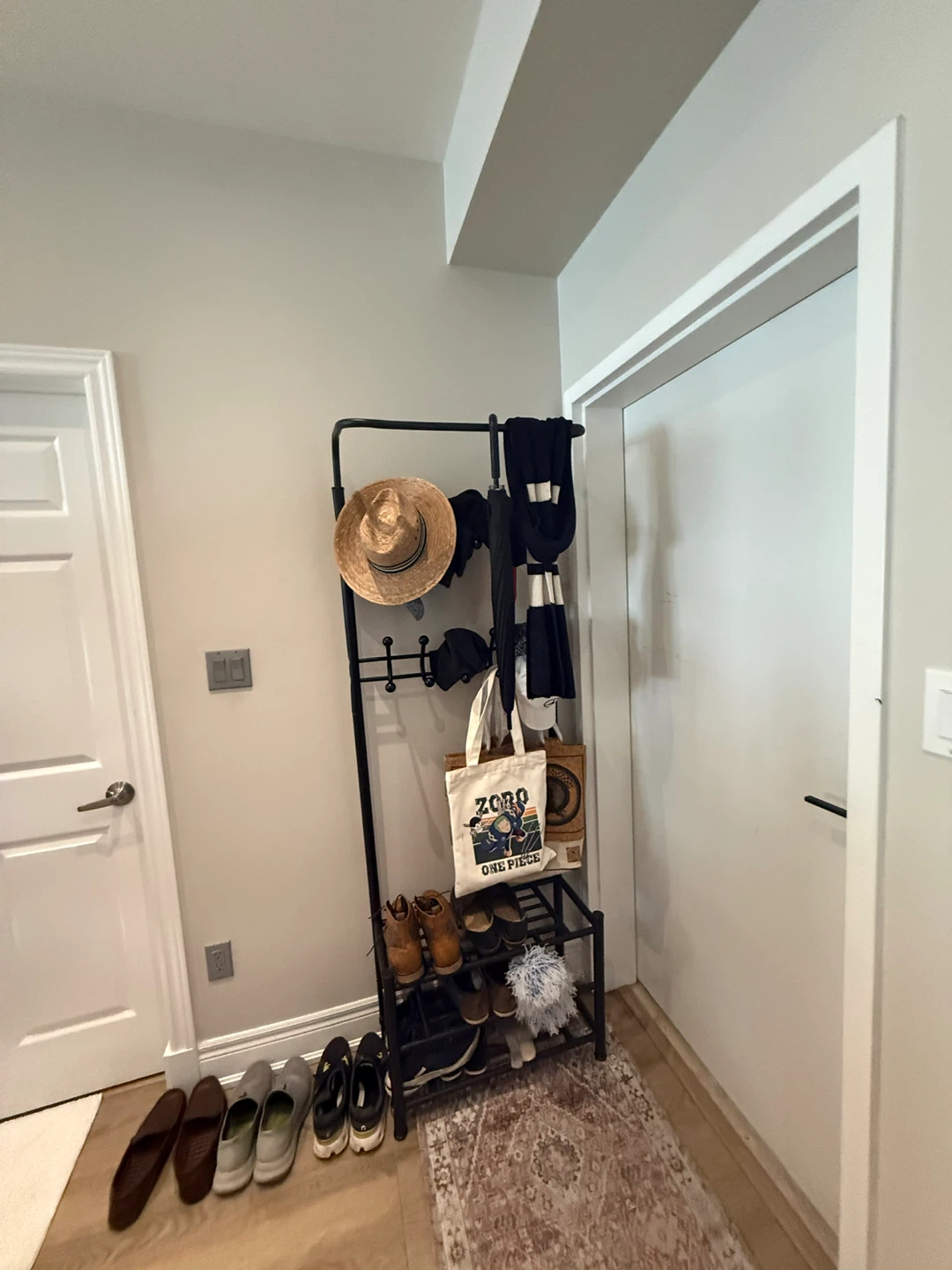 Black Metal Hall Tree Shoe Rack Organizer