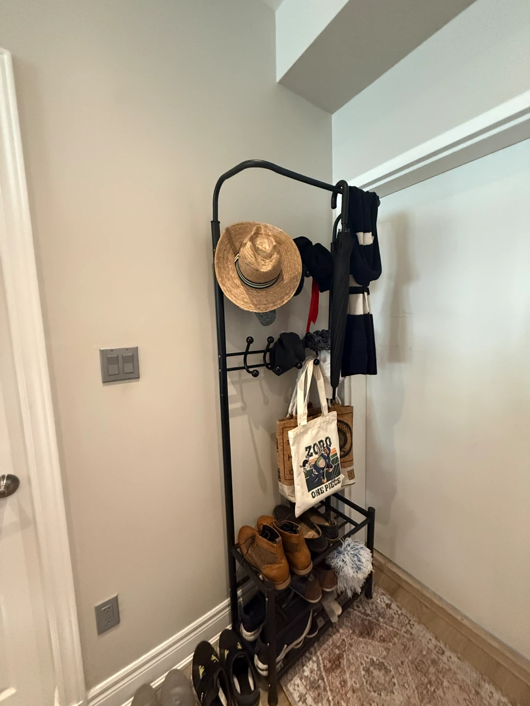 Black Metal Hall Tree Shoe Rack Organizer - photo 2