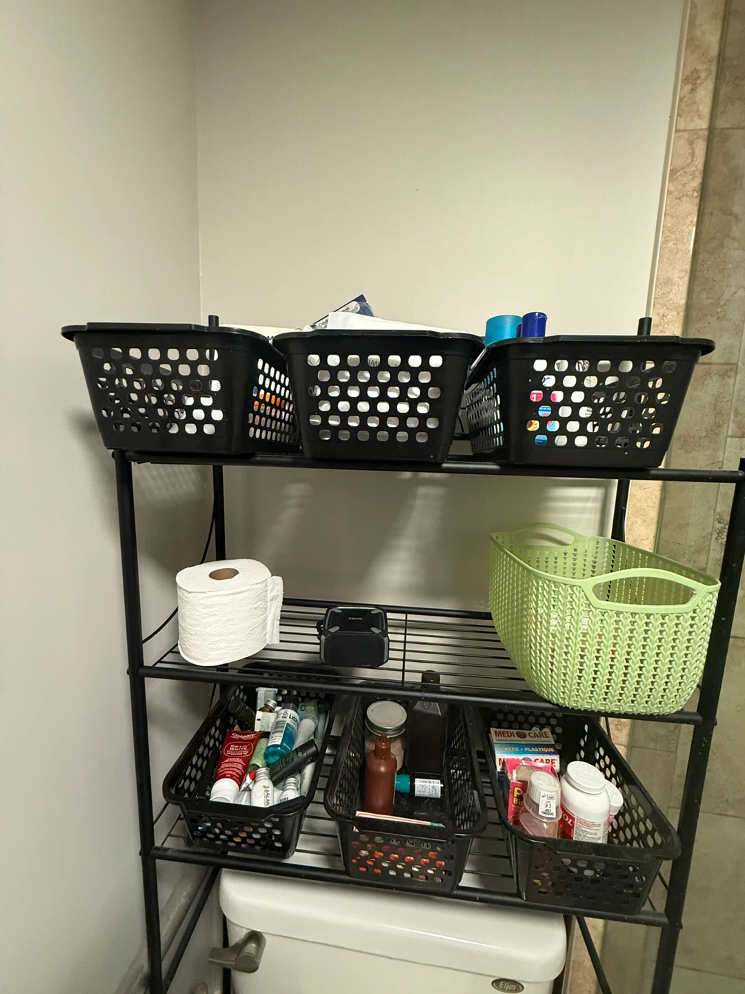 3-Tier Over-the-Toilet Storage Shelf with Baskets - photo 2