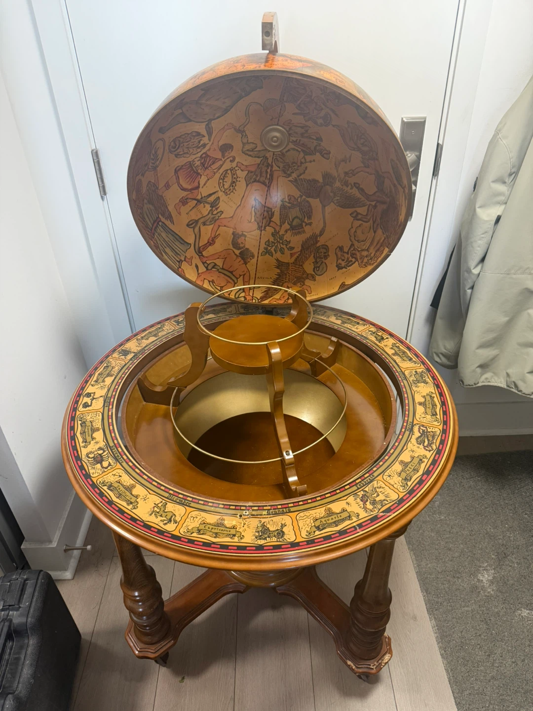 Vintage Wooden Bar Globe Cart - photo 5
