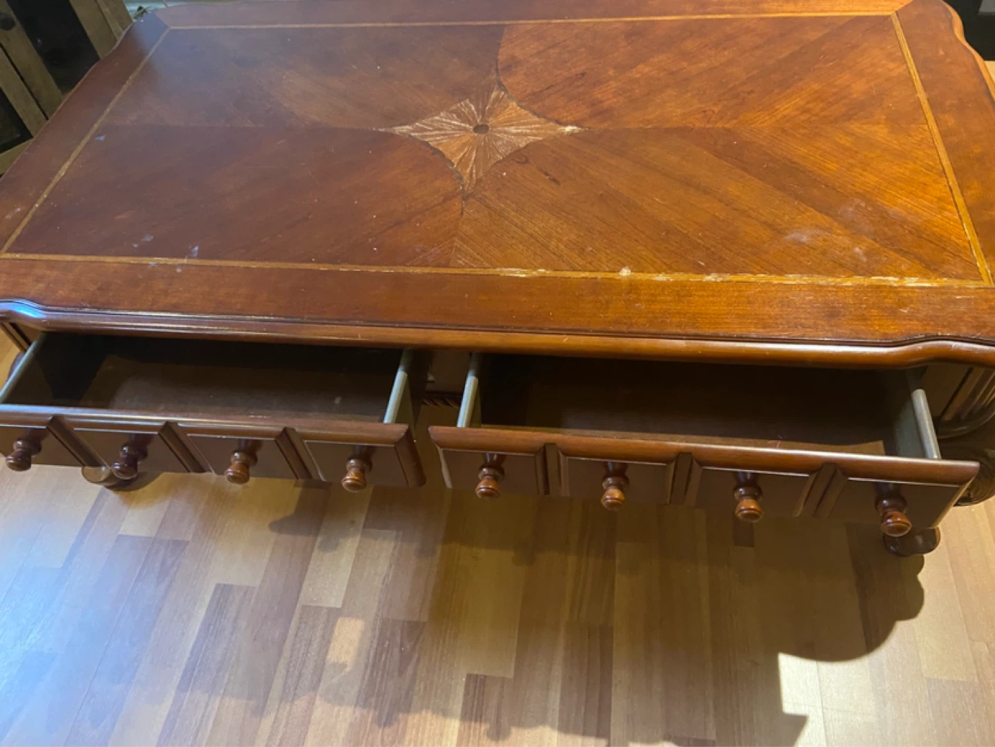 Wooden coffee table and 2 side tables with drawers - photo 2