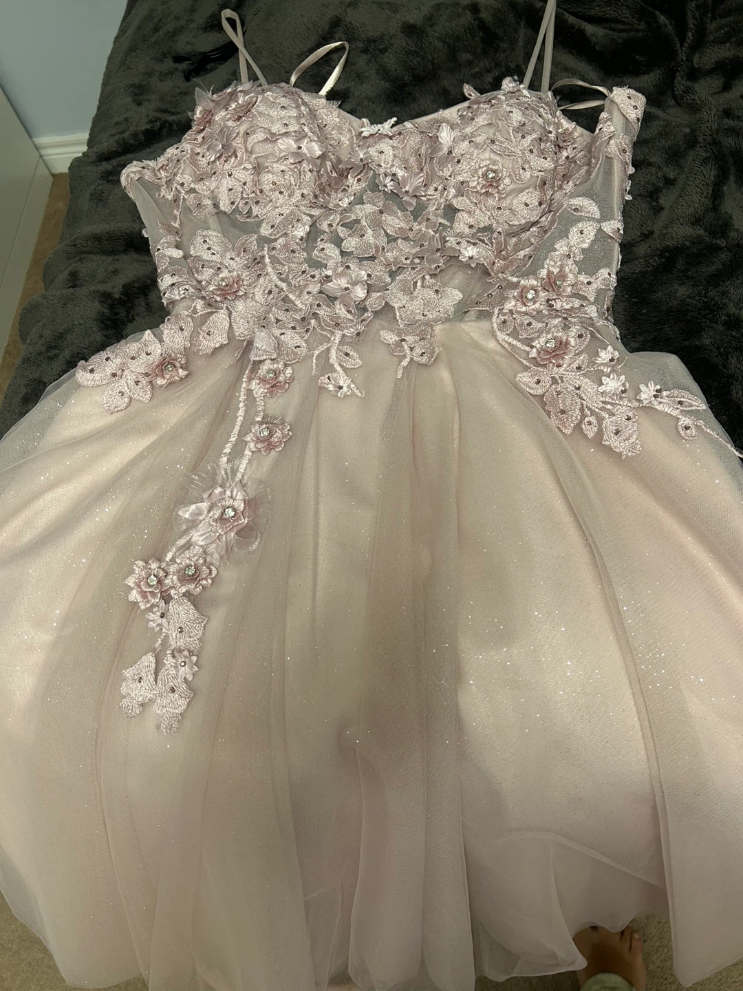 Pink Tulle and Lace dress with  Headband