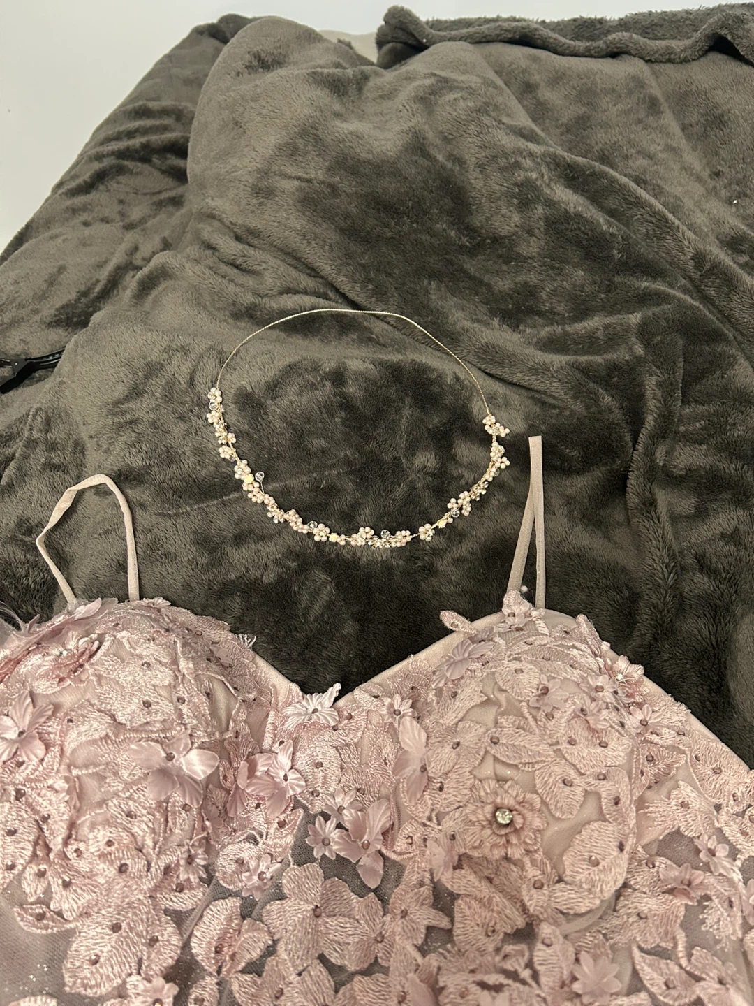 Pink Tulle and Lace dress with  Headband - photo 2