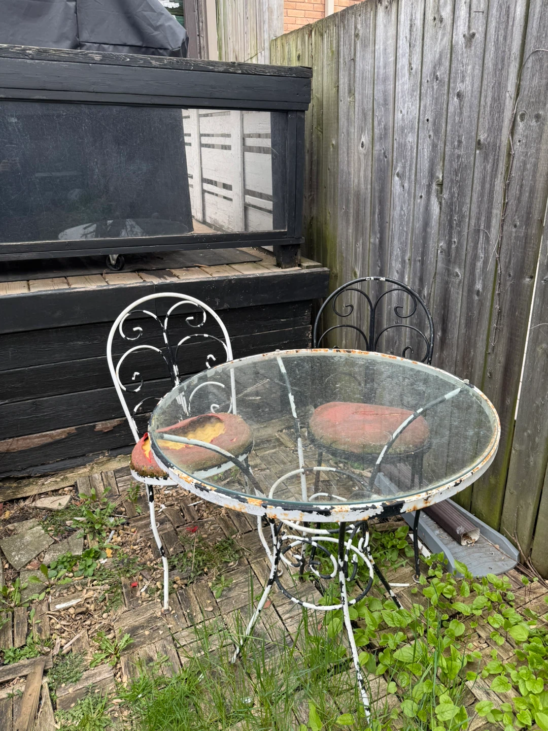 Wrought Iron Bistro Set with Glass Table - photo 2