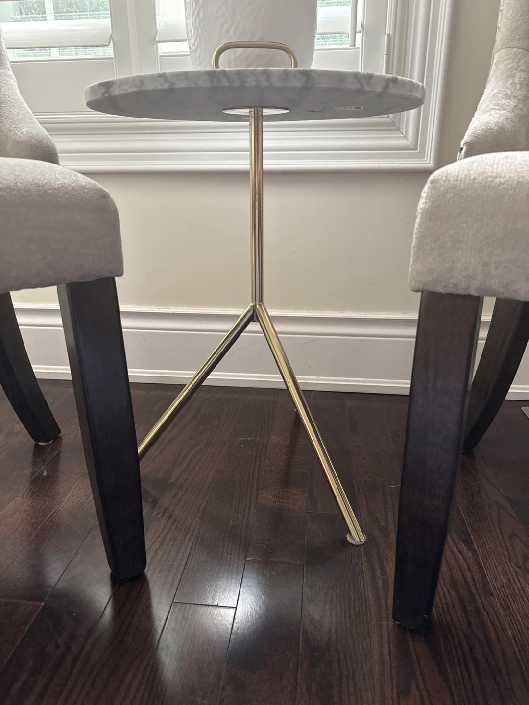 Marble Top Accent Table with Gold Base