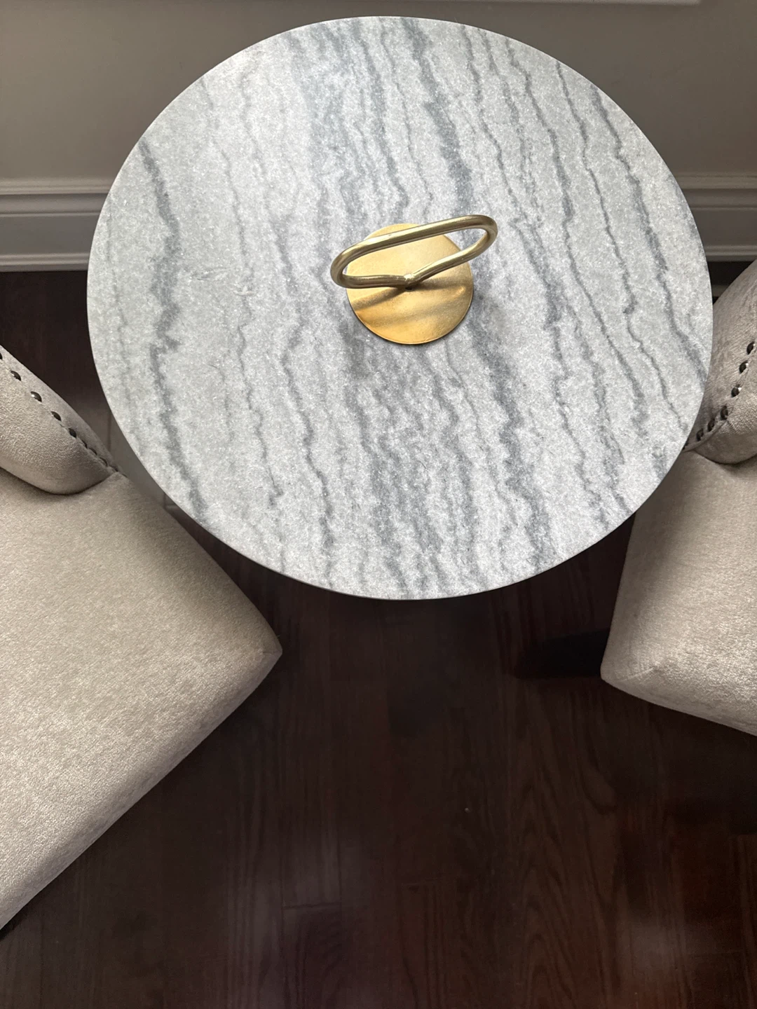 Marble Top Accent Table with Gold Base - photo 2