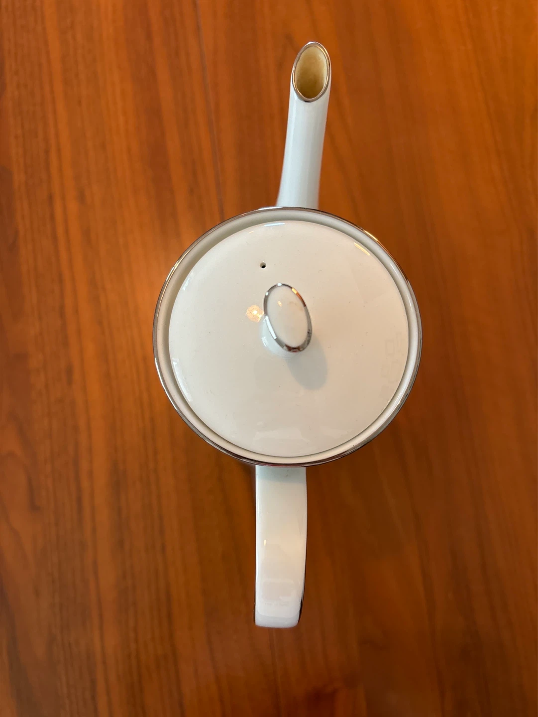 White Porcelain Coffee Pot with Silver Trim - photo 4