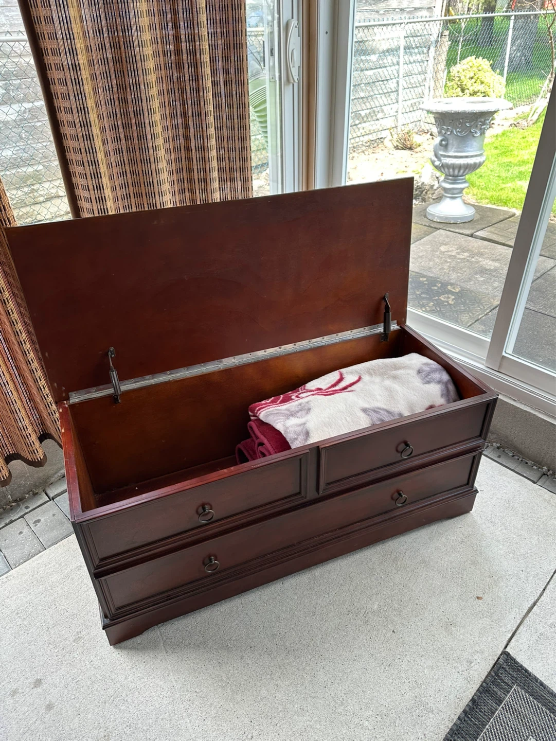 Wooden Storage Bench with Upholstered Floral Top - photo 2