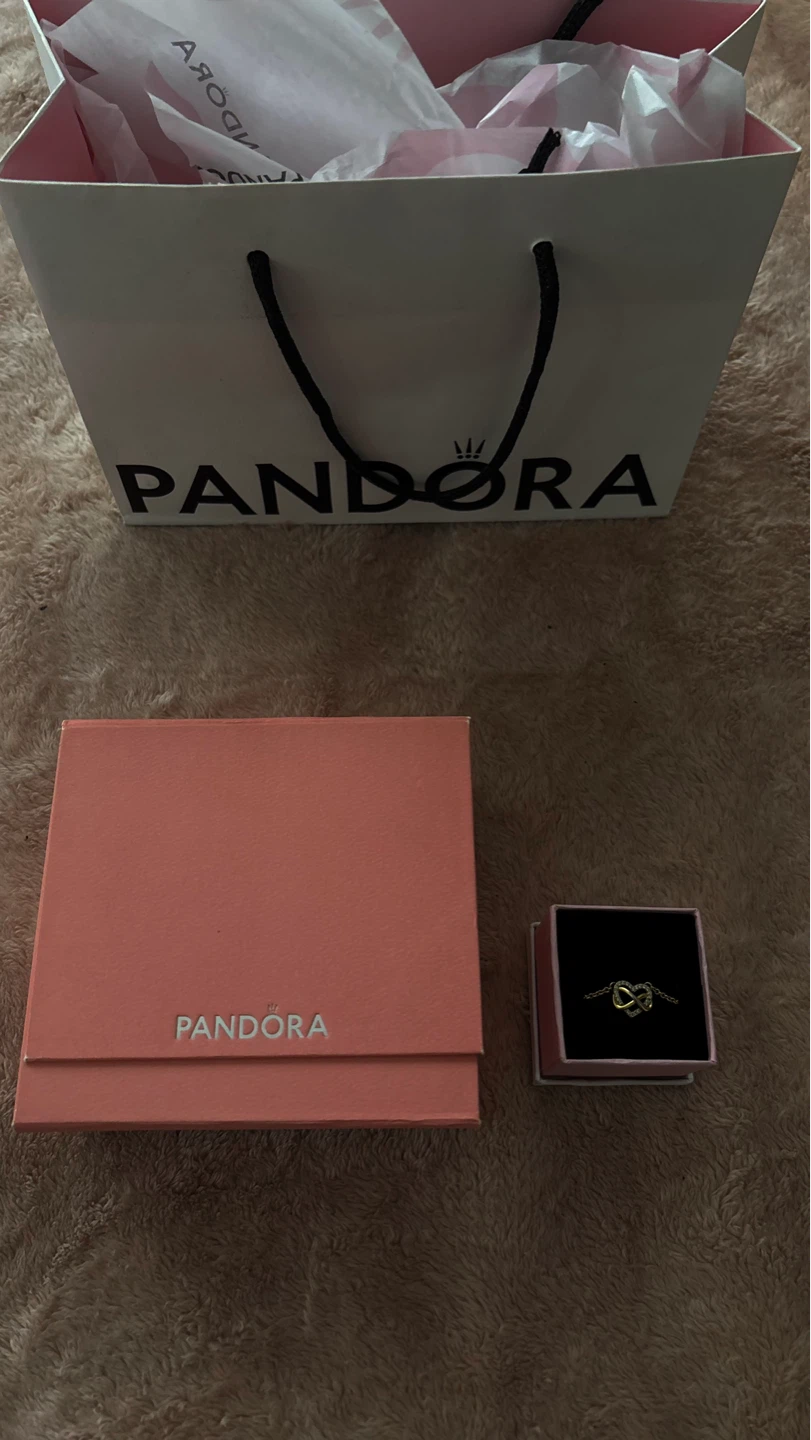Pandora gold Infinity heart necklace with Box - photo 2