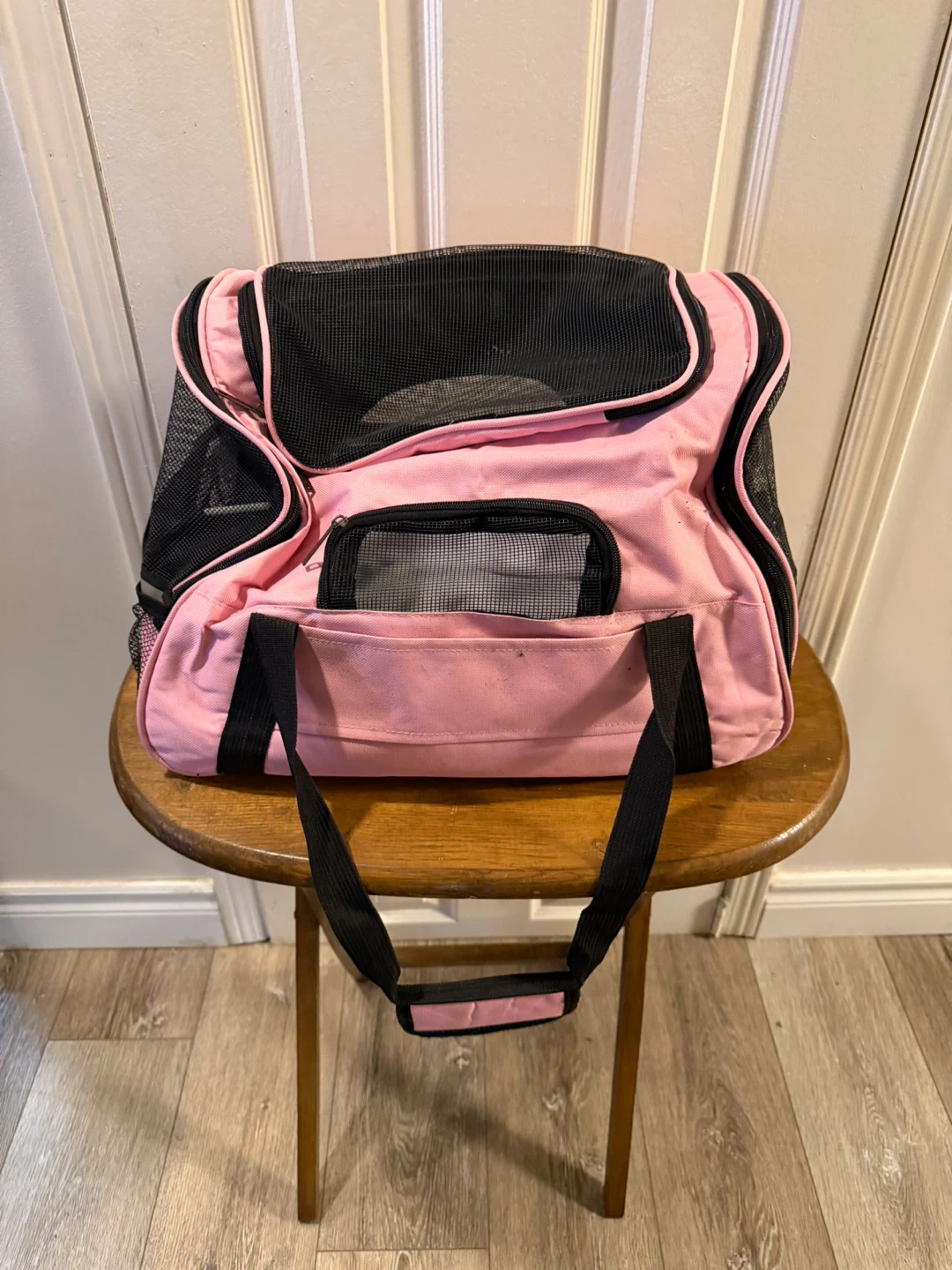Pink Pet Carrier Bag with Mesh Windows